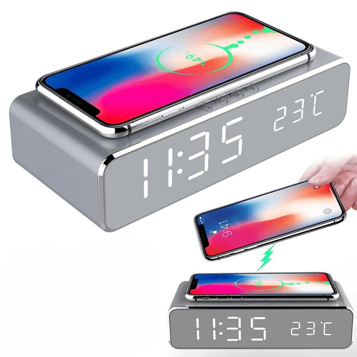 SmartCharge LED Alarm Clock with Wireless Charger